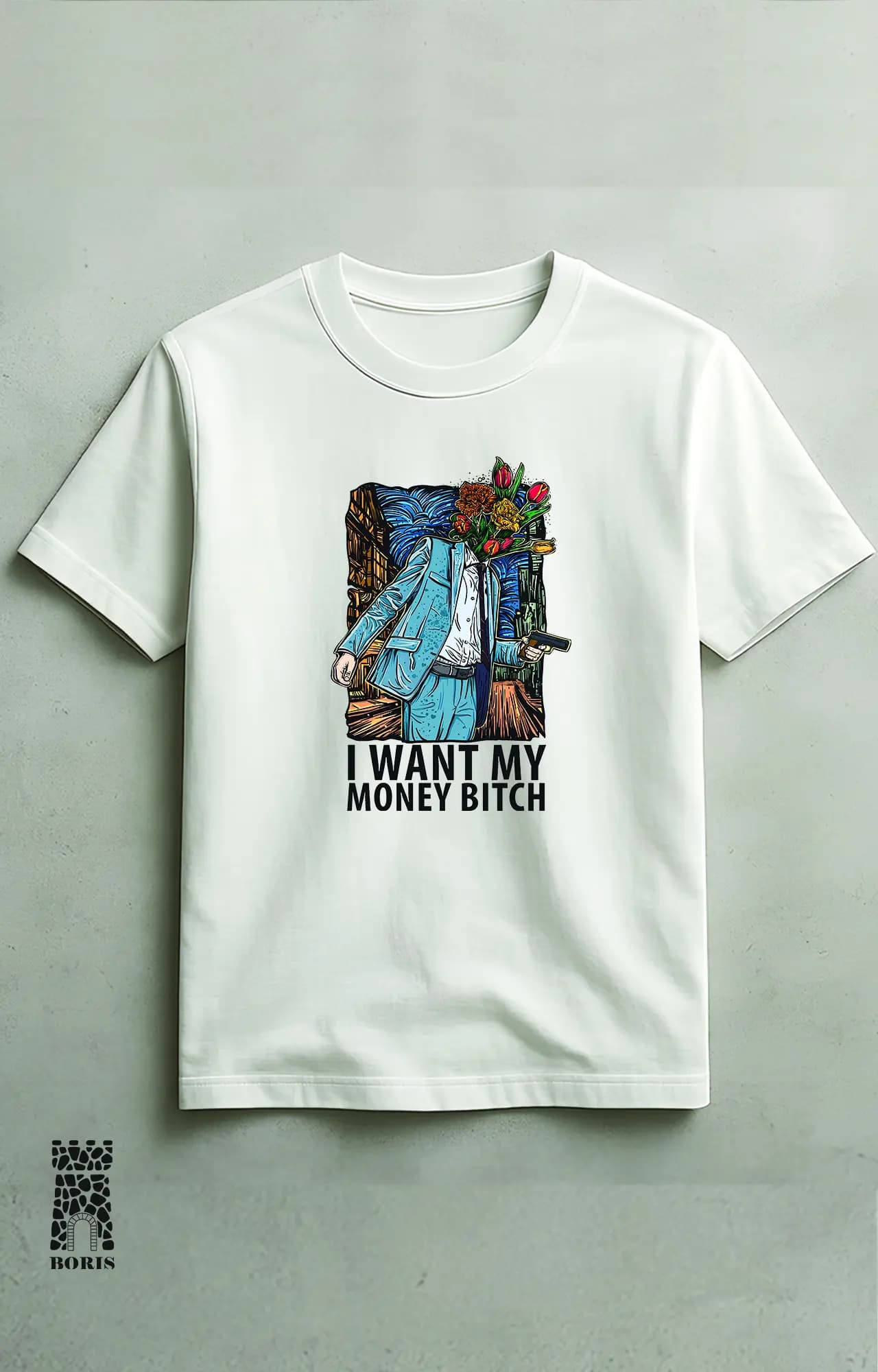 تیشرت باکسی ماکان طرح i want my money کد 4182
