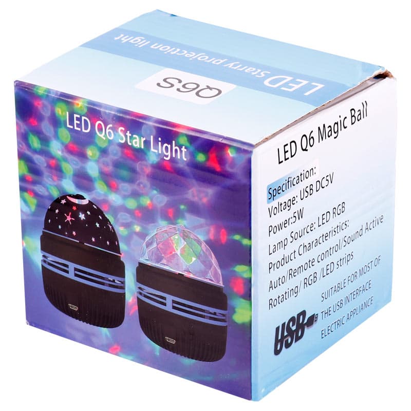 چراغ رقص نور شارژی طرح شفق LED Q6N Magic Ball + ریموت کنترل — تصویر ۵