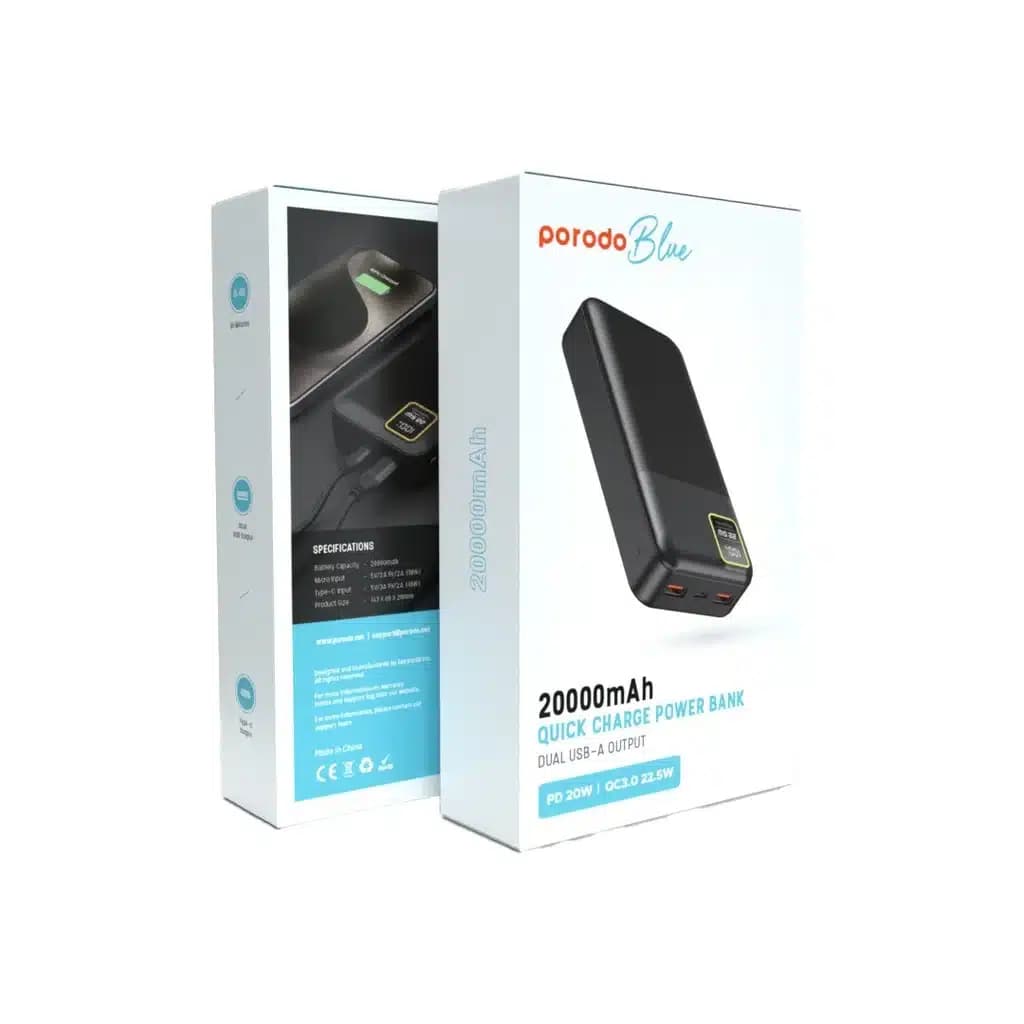 پاوربانک پرودو Porodo Blue 20000mAh — تصویر ۳