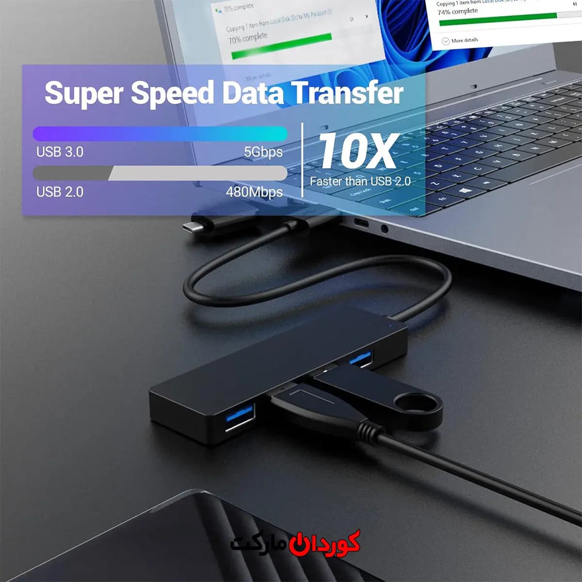 هاب 4 پورت USB 3.0 مدل HB048 کد (29998) — تصویر ۸