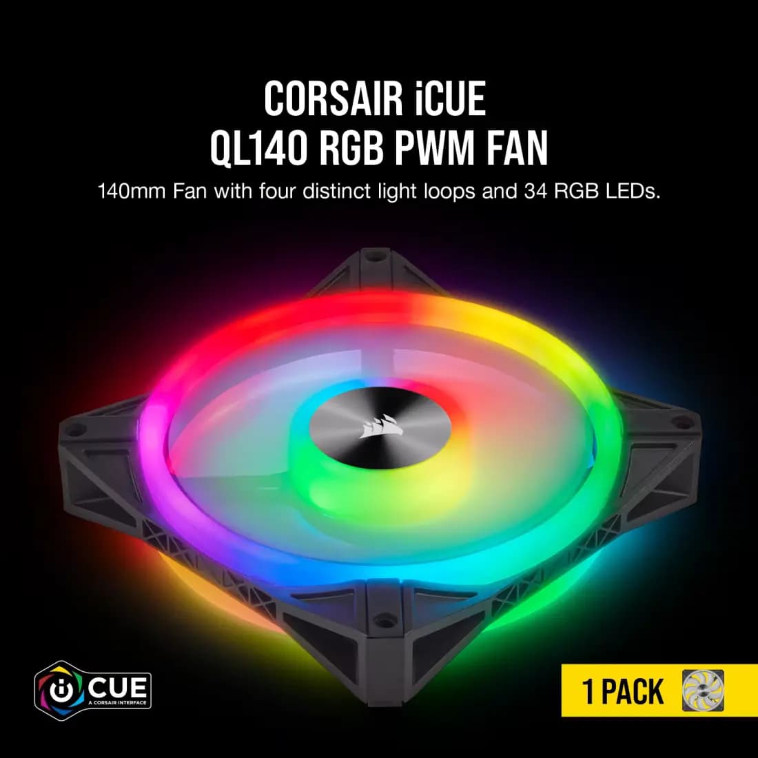 فن کیس کامپیوتر برند Corsair مدل iCUE QL140 RGB — تصویر ۵