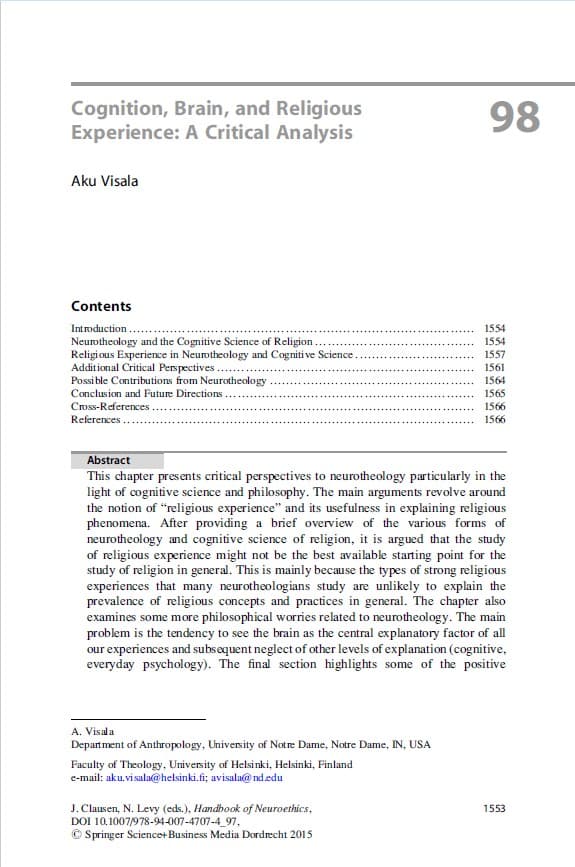 کتاب Cognition, Brain, and Religious Experience: A Critical Analysis