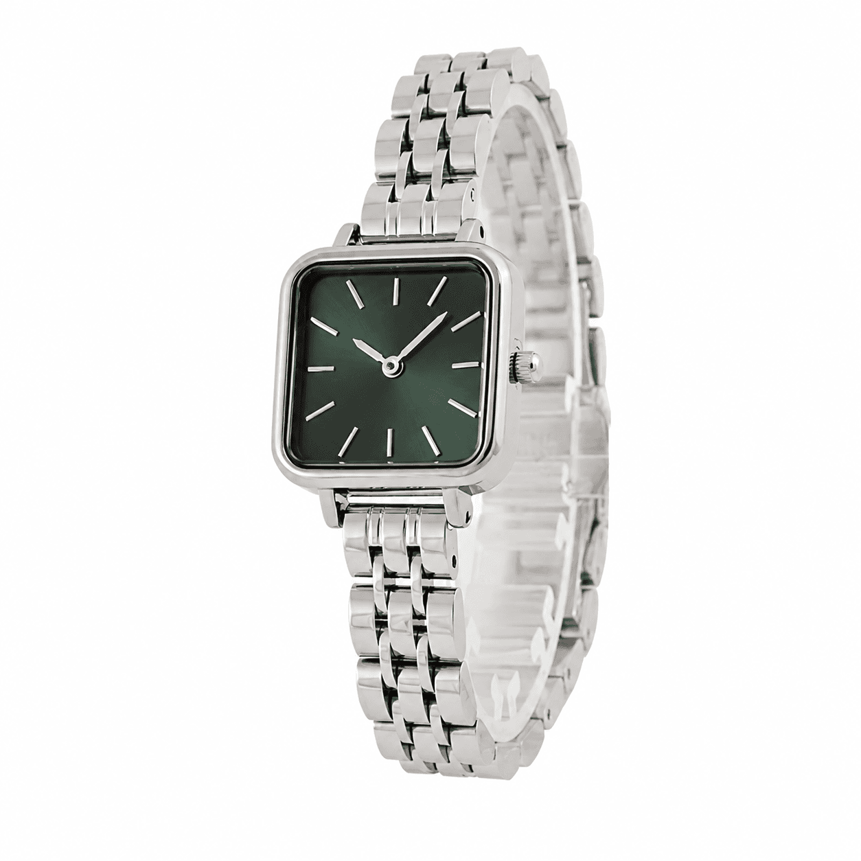 ساعت زنانه DW | مدل DW-5604-L مربعی استیل با صفحه سبز