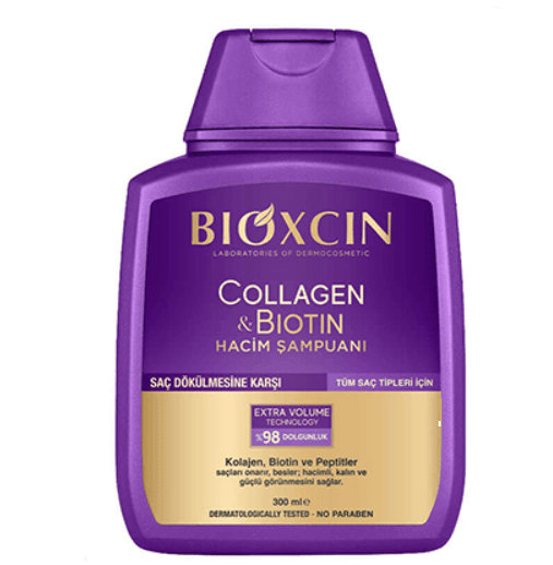 بیوکسین شامپو ضد ریزش حجم دهنده بیوتین و کلاژن انواع مو 300 میل (Bioxcin Collagen And Biotin Volumizing Shampoo )