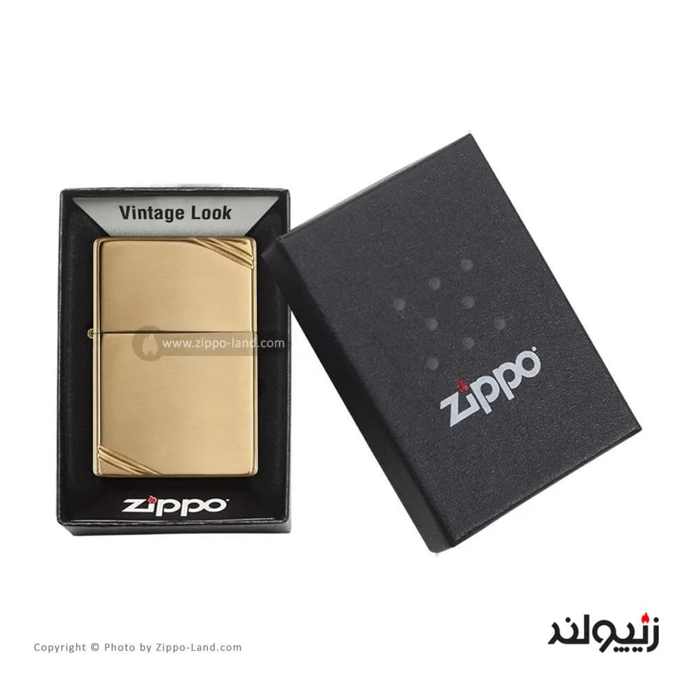 فندک زیپو مدل High Polish Brass Vintage with Slashes کد 270 — تصویر ۶