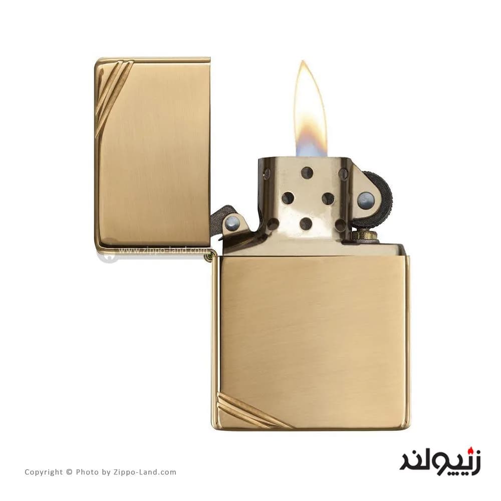 فندک زیپو مدل High Polish Brass Vintage with Slashes کد 270 — تصویر ۴