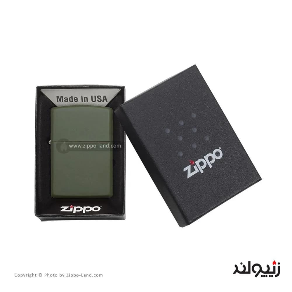 فندک زیپو مدل Classic Green Matte کد 221 — تصویر ۶
