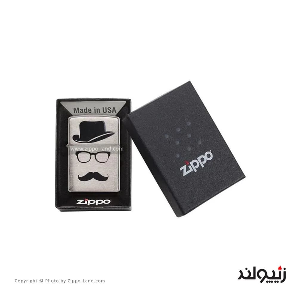 فندک زیپو مدل Mustache And Hat کد 28648 — تصویر ۴