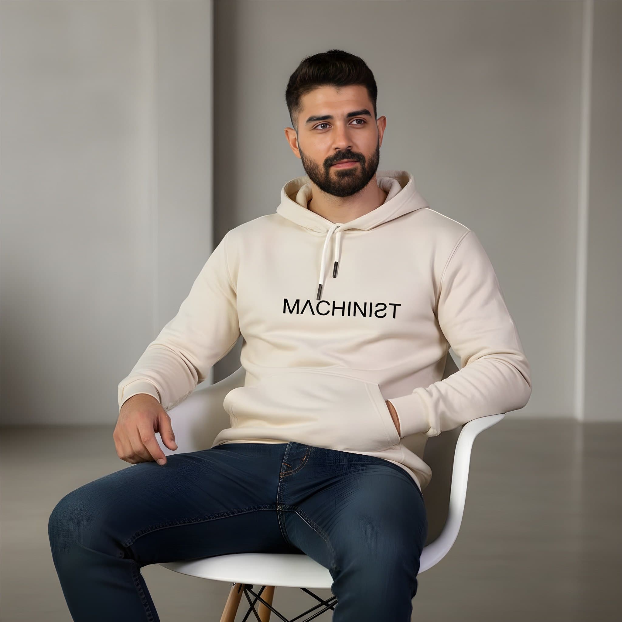 هودی دورس مچینست Machinist سه‌نخ پنبه کرمی مردانه | کیفیت بالا