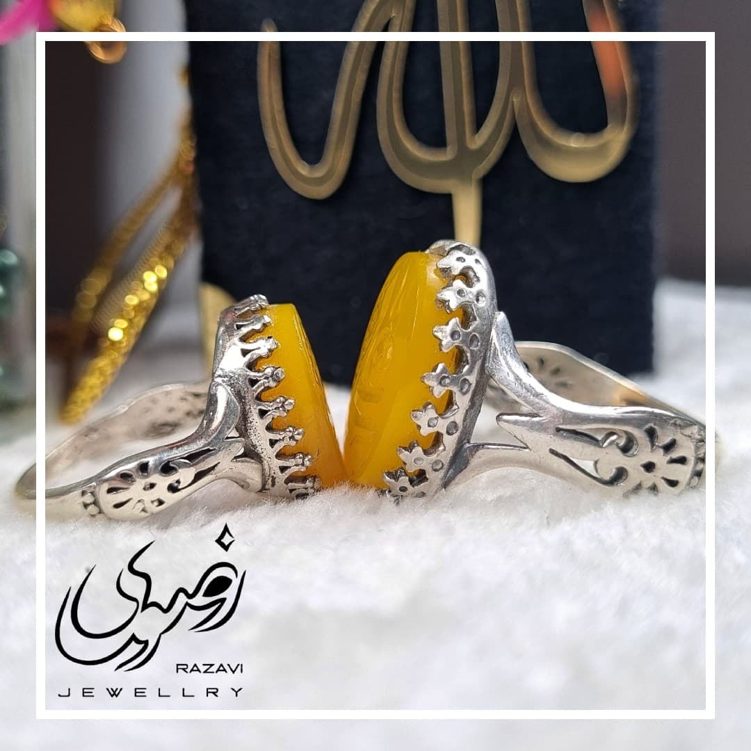 انگشتر ست مردانه و زنانه نقره شرف الشمس نیزه یا علی و یا زهرا کد 119 — تصویر ۴