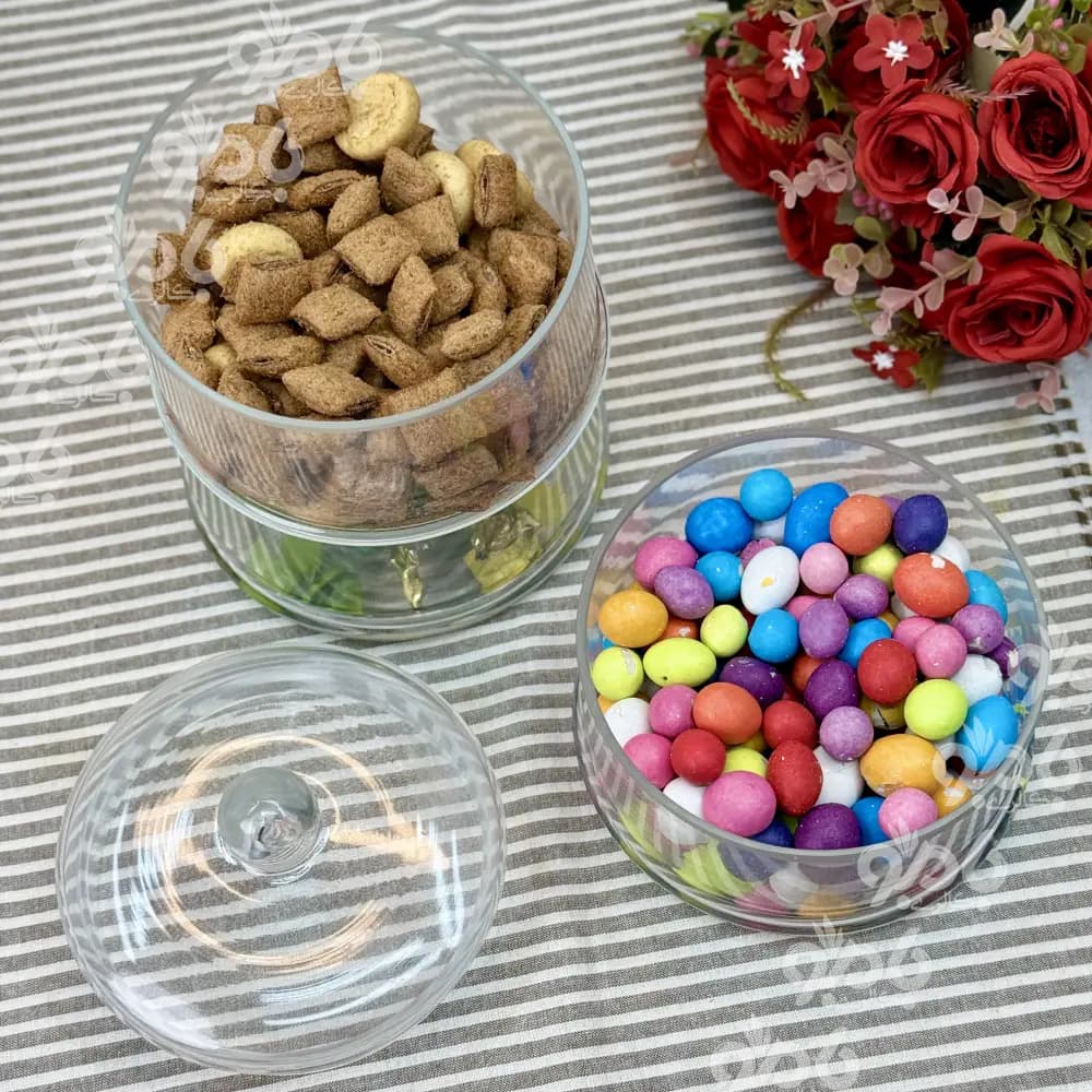 کندی شیشه ای 3طبقه قطر 13سانت جام — تصویر ۳