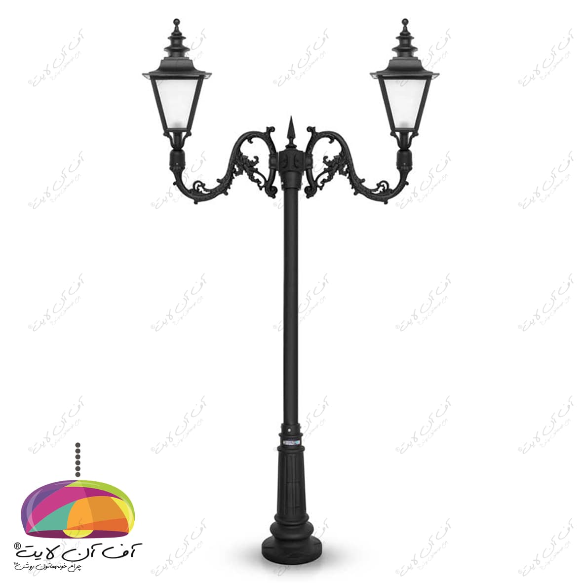 چراغ پارکی دو شعله مدل انگلیسی شاخه سپیدار پایه نارون شب تاب
