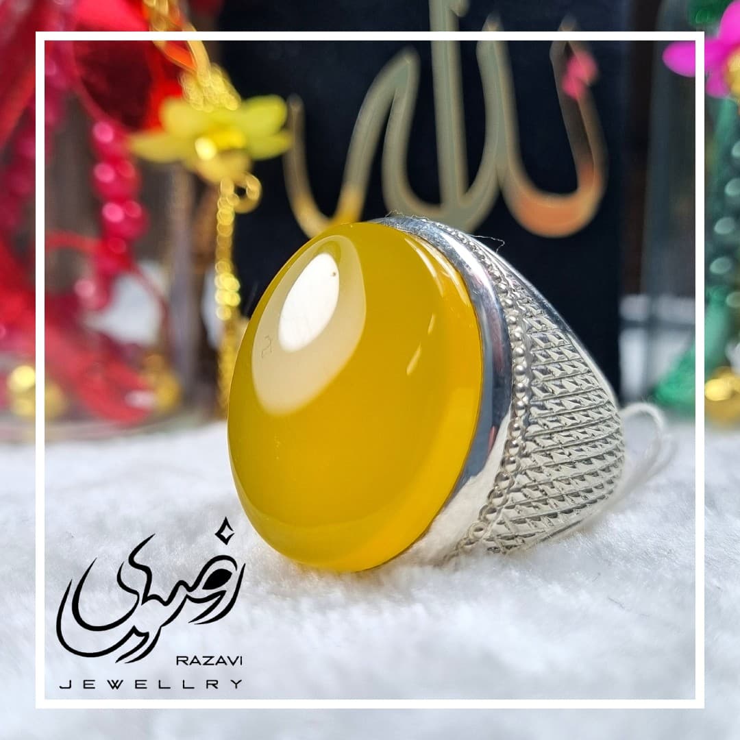 انگشتر مردانه نقره شرف الشمس دست ساز طرح فاخر کد 178