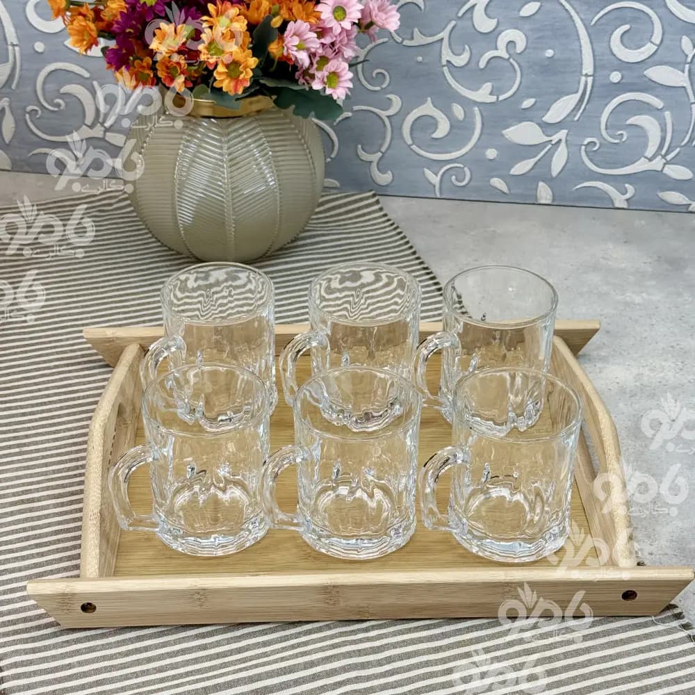 لیوان شیشه ای دسته دار ارغوان 1426