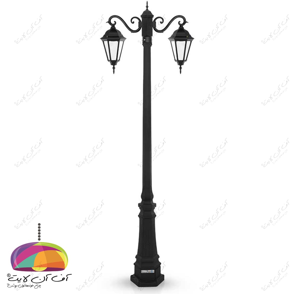 چراغ پارکی دو شعله مدل رومی شاخه سناتور پایه ارغوان شب تاب — تصویر ۲