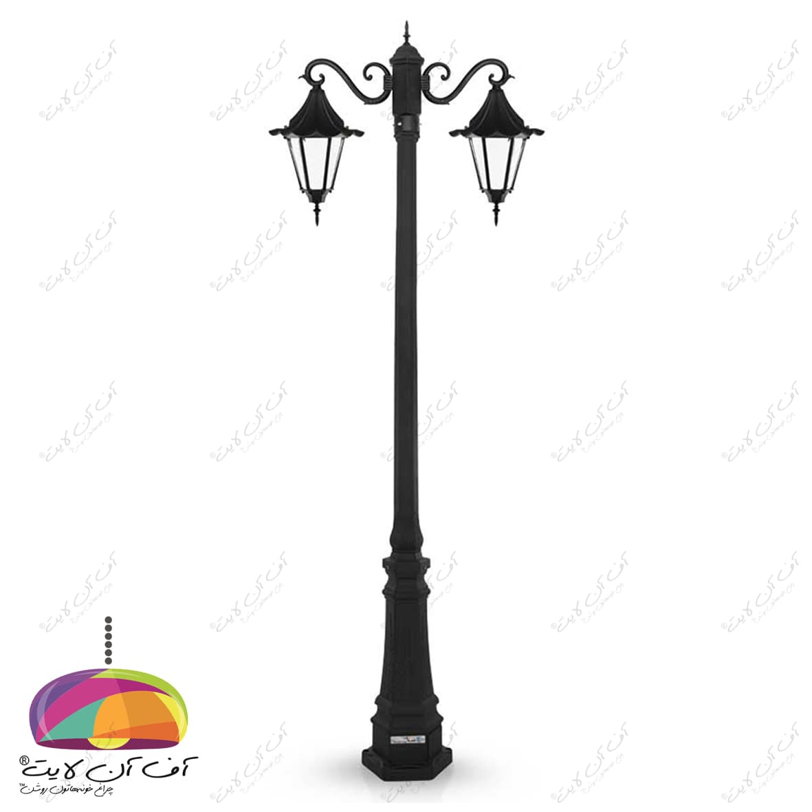 چراغ پارکی دو شعله مدل چتری شاخه سناتور2 پایه ارغوان شب تاب