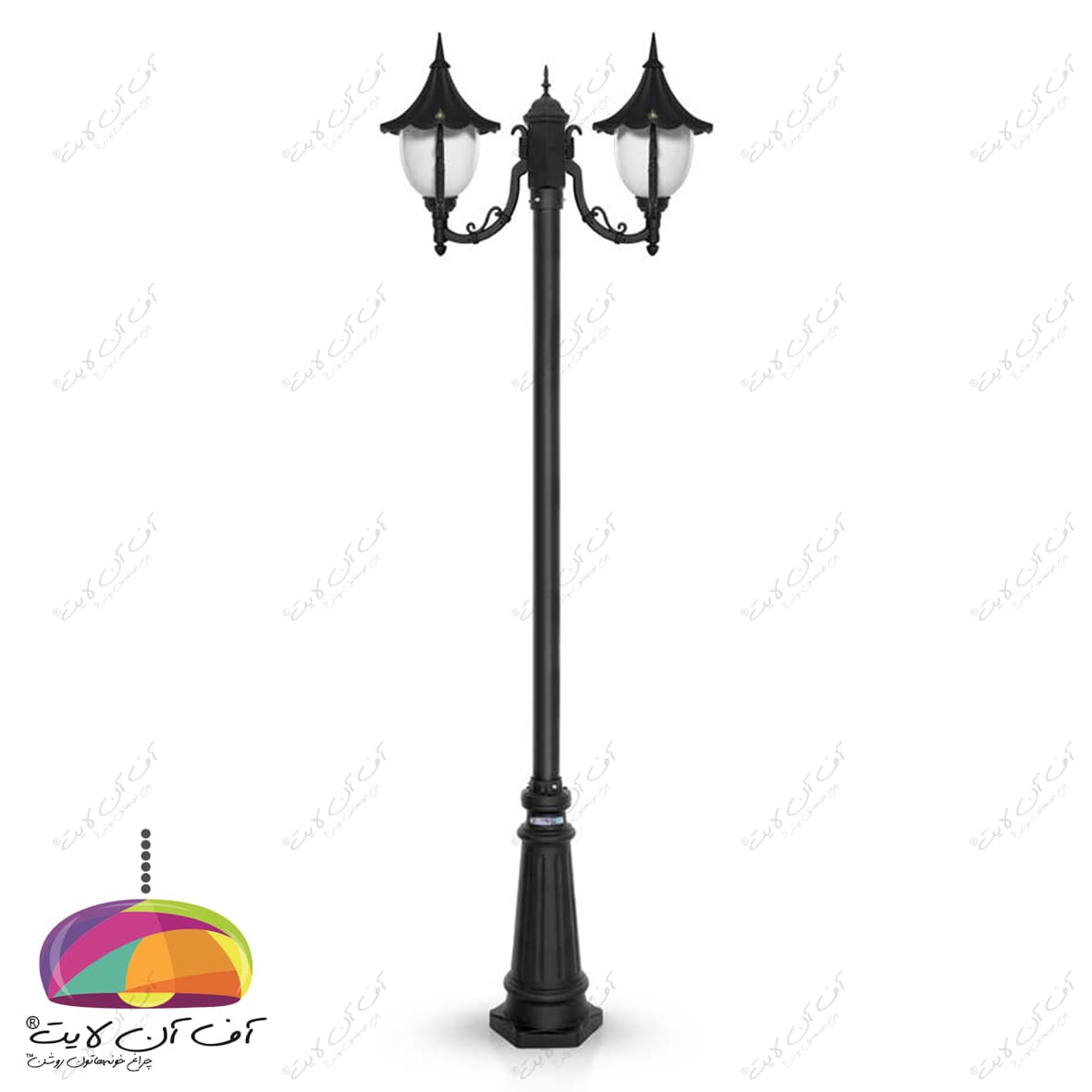 چراغ پارکی دو شعله مدل سلطنتی شاخه کلاسیک پایه ارغوان شب تاب