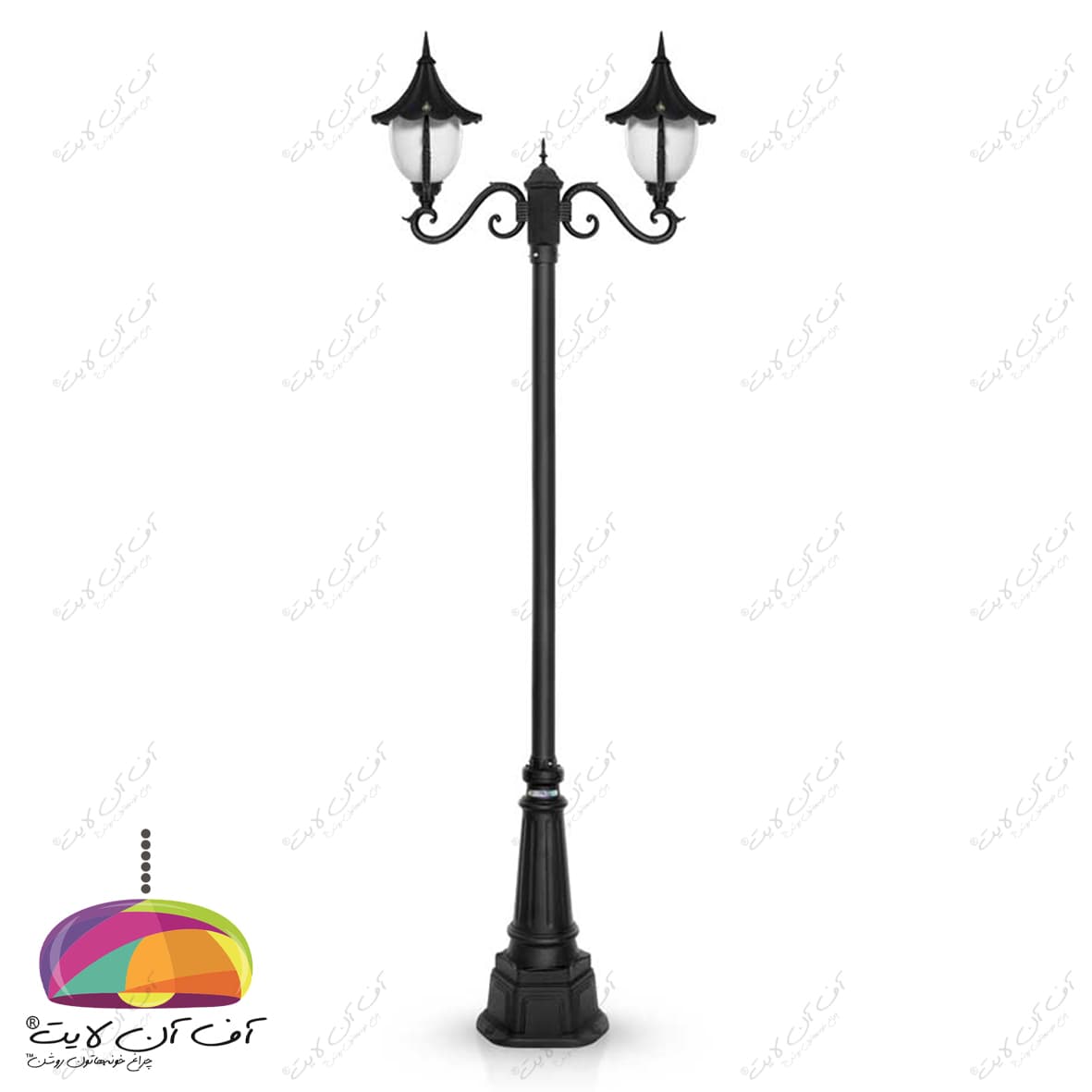 چراغ پارکی دو شعله مدل سلطنتی شاخه سناتور پایه ارغوان شب تاب