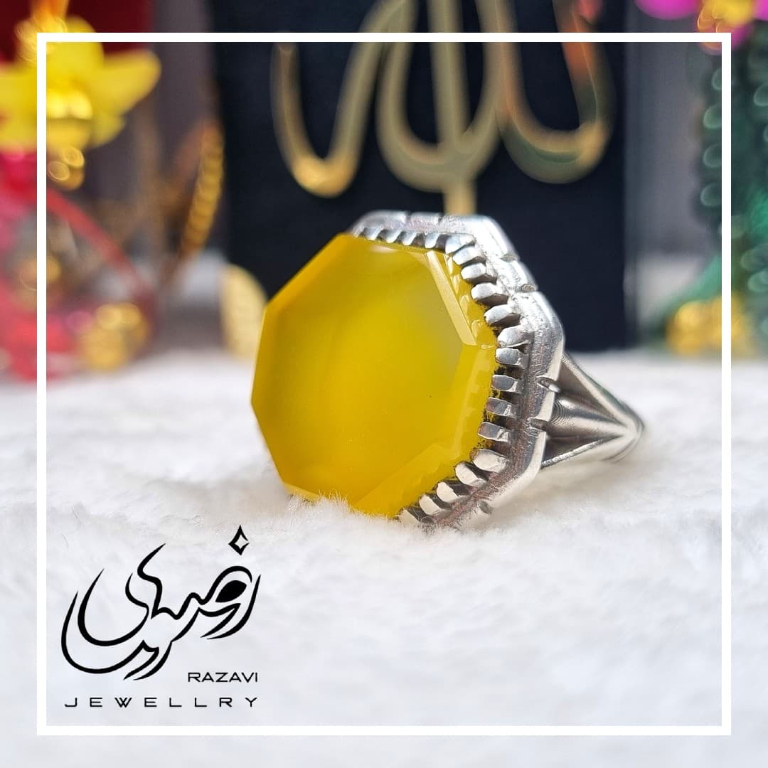 انگشتر مردانه نقره شرف الشمس طرح هشت ظلعی کد 183