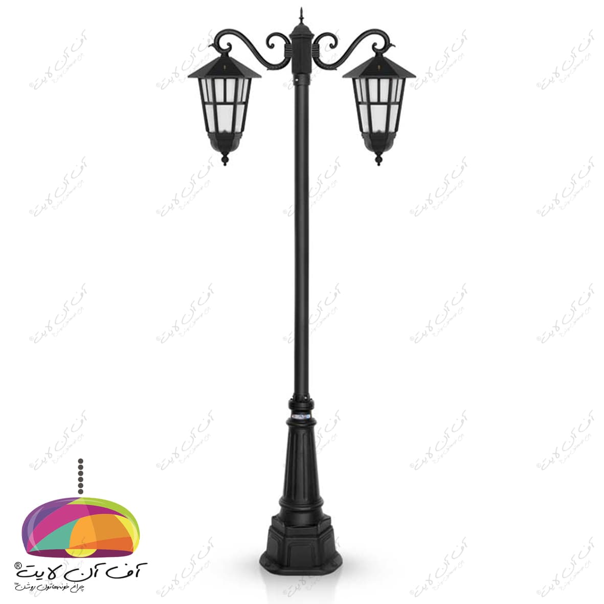 چراغ پارکی دو شعله مدل وندا شاخه سناتور2 پایه صنوبر شب تاب