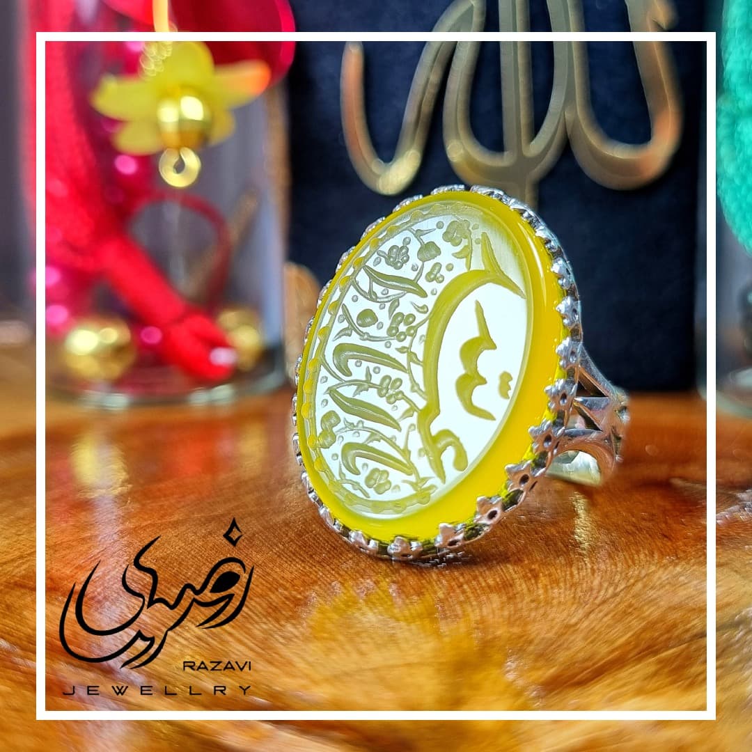 انگشتر مردانه نقره شرف الشمس طرح نیزه 25*18 یا ابا عبدالله کد 188 — تصویر ۵