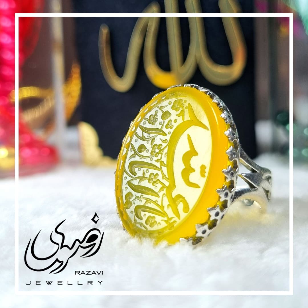 انگشتر مردانه نقره شرف الشمس طرح نیزه 25*18 یا ابا عبدالله کد 188