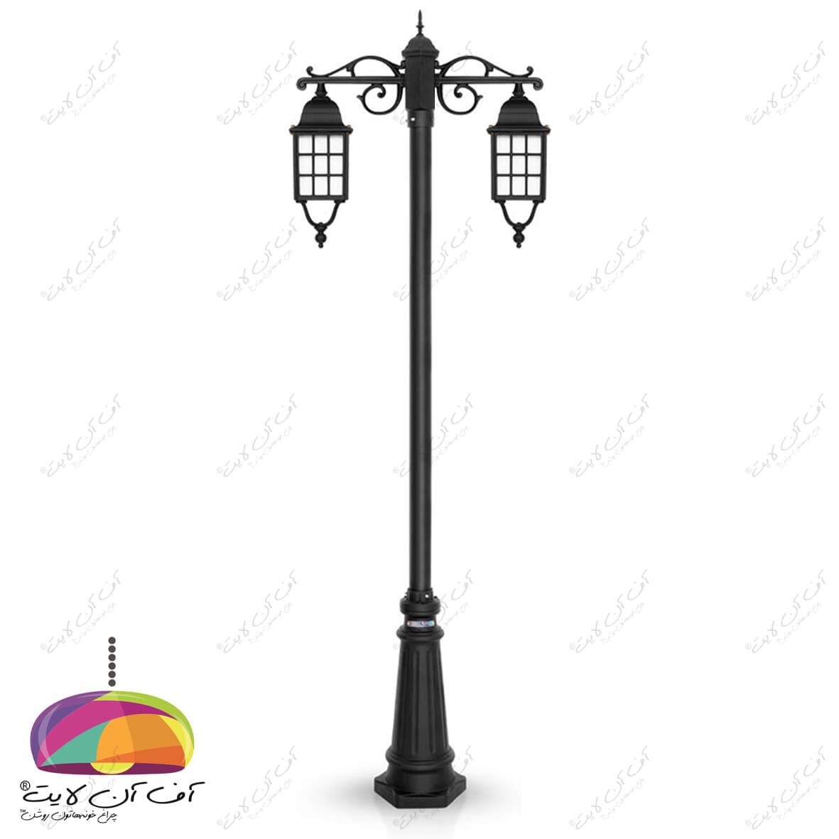 چراغ پارکی دو شعله مدل مشبک شاخه سارینا پایه سرو شب تاب