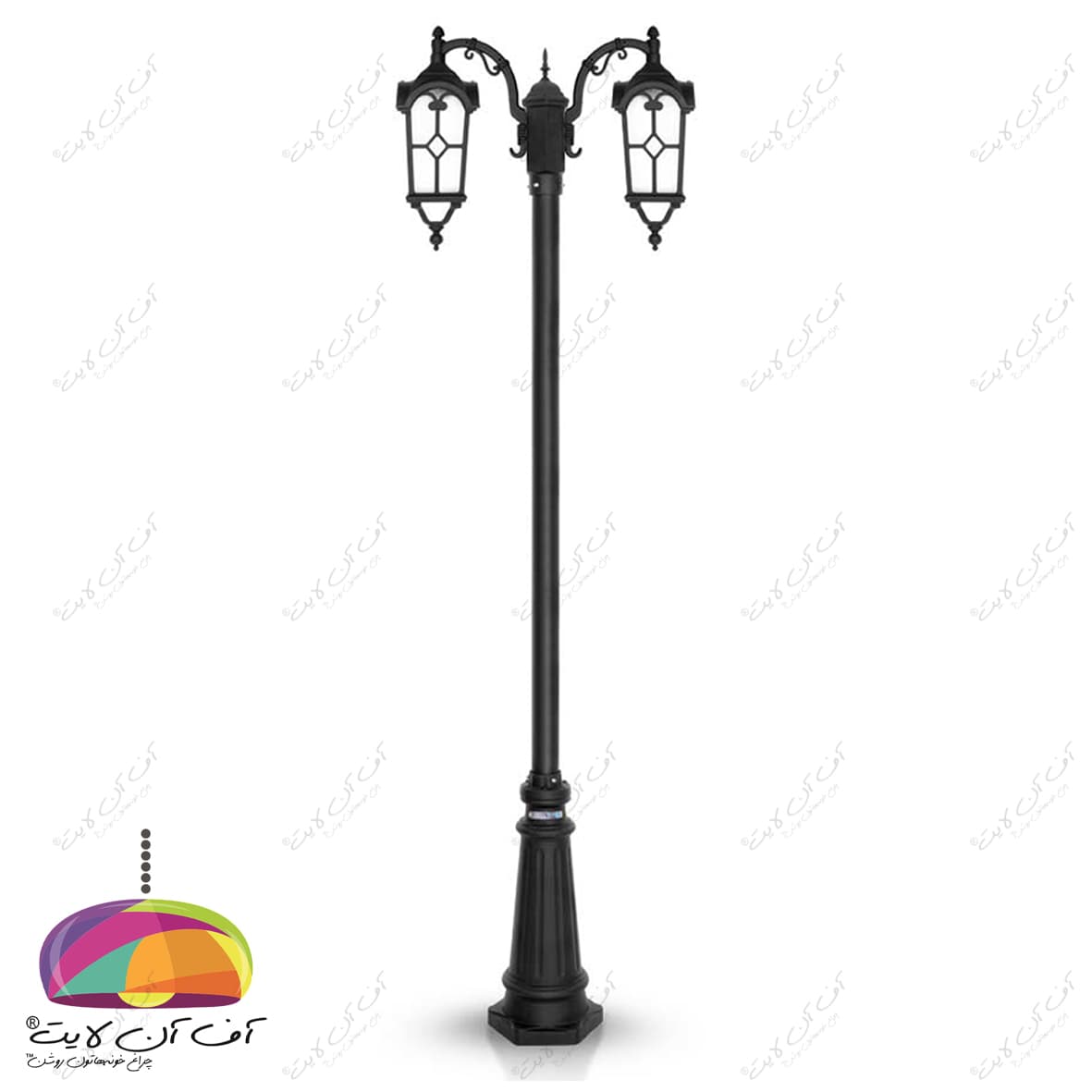 چراغ پارکی دو شعله مدل روشا شاخه کلاسیک2 پایه ارغوان شب تاب