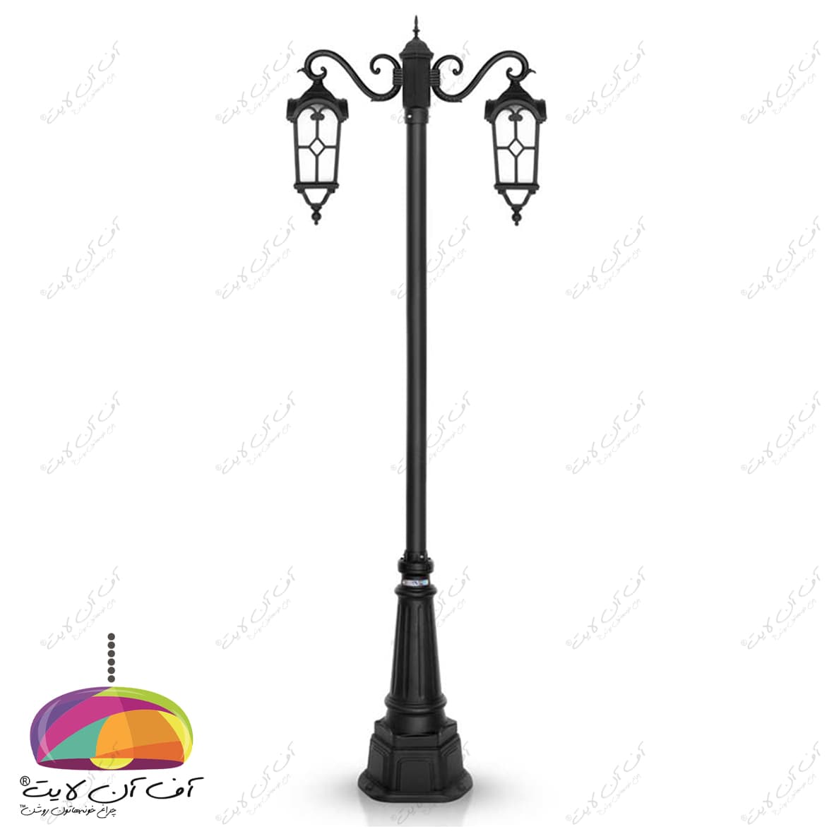 چراغ پارکی دو شعله مدل روشا شاخه سناتور2 پایه صنوبر شب تاب