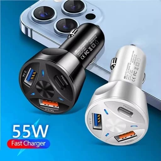شارژر فندکی 55 وات سه پورت مدل MLE-003 — تصویر ۲