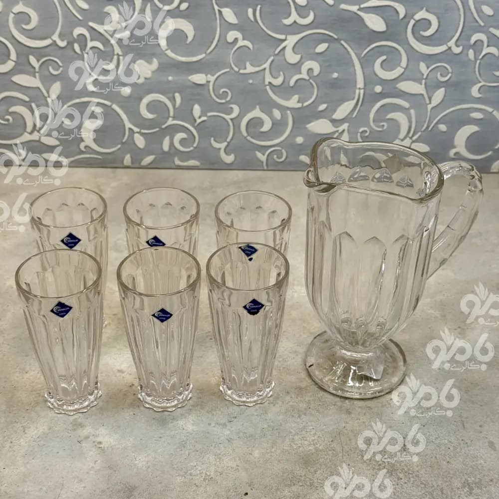 پارچ و لیوان شیشه ای جنوا لب ساده ونالیا