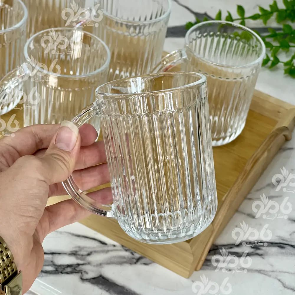 لیوان شیشه ای بلند دسته دار یلدا 1447 — تصویر ۳