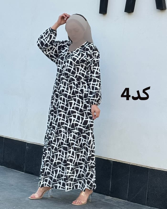 ساحلی فلور سفید مشکی یقه بند دار 6088 — تصویر ۴