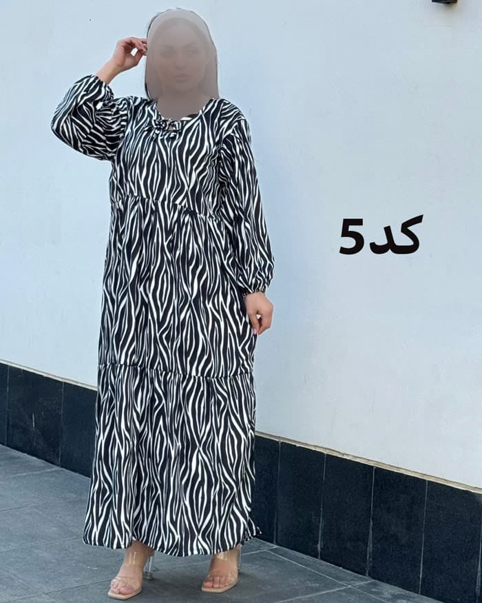 ساحلی فلور سفید مشکی یقه بند دار 6088 — تصویر ۵
