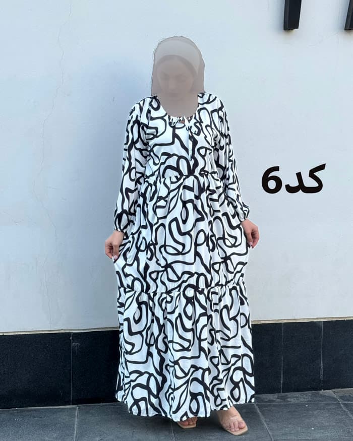 ساحلی فلور سفید مشکی یقه بند دار 6088 — تصویر ۶