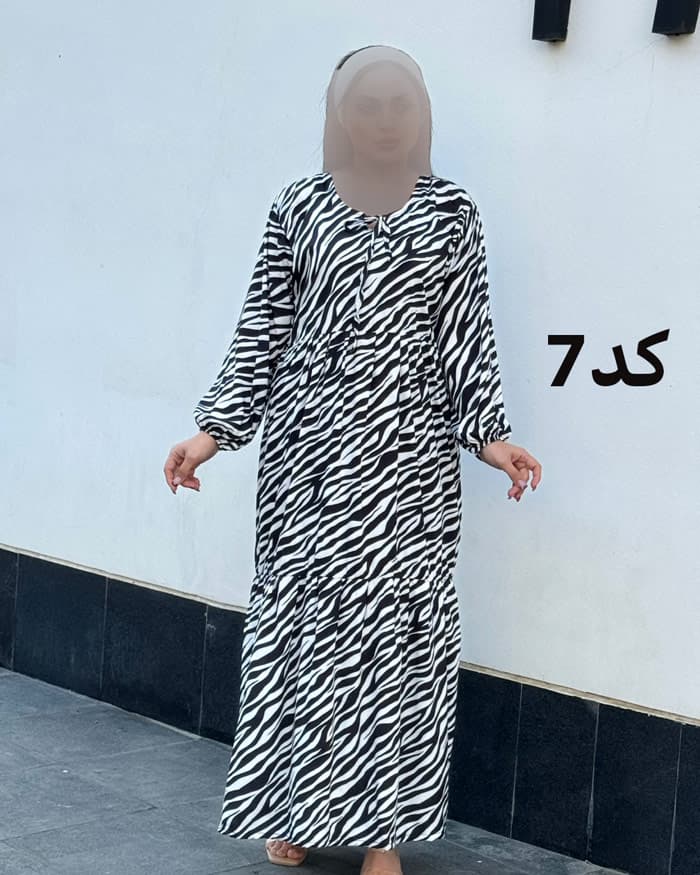 ساحلی فلور سفید مشکی یقه بند دار 6088 — تصویر ۷