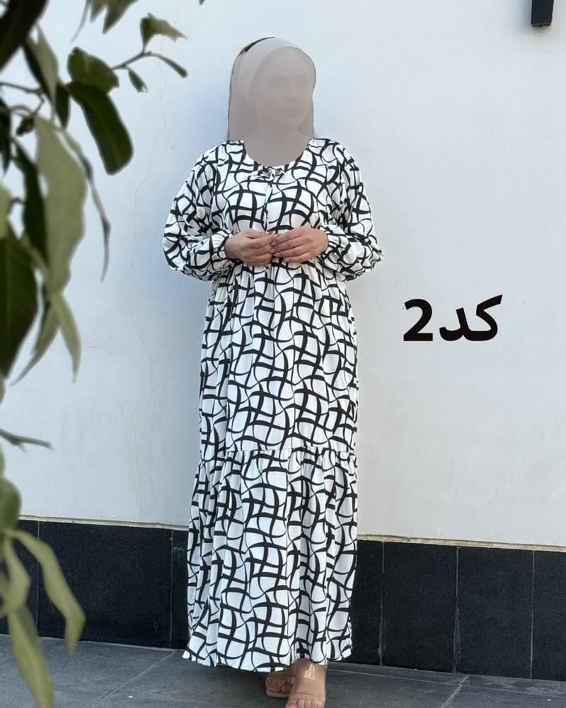 ساحلی فلور سفید مشکی یقه بند دار 6088 — تصویر ۲