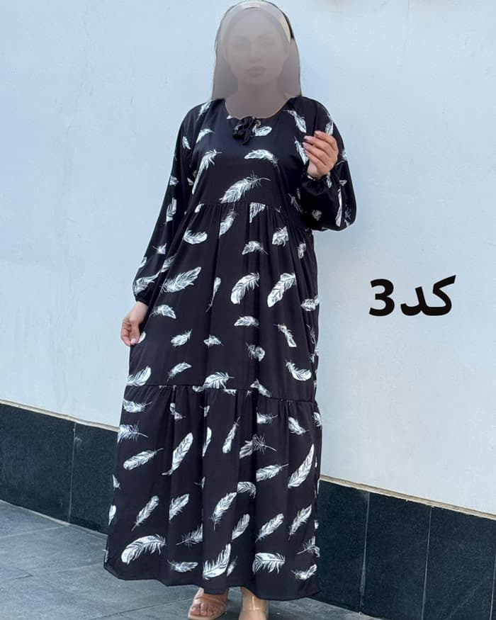 ساحلی فلور سفید مشکی یقه بند دار 6088 — تصویر ۳