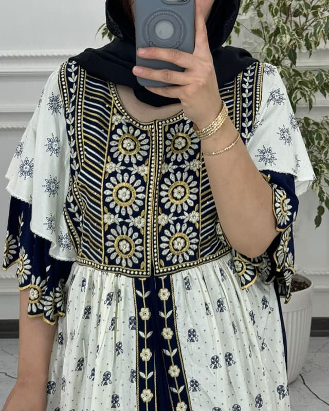 پیراهن ساحلی منجق دوزی هندی 6011 — تصویر ۳