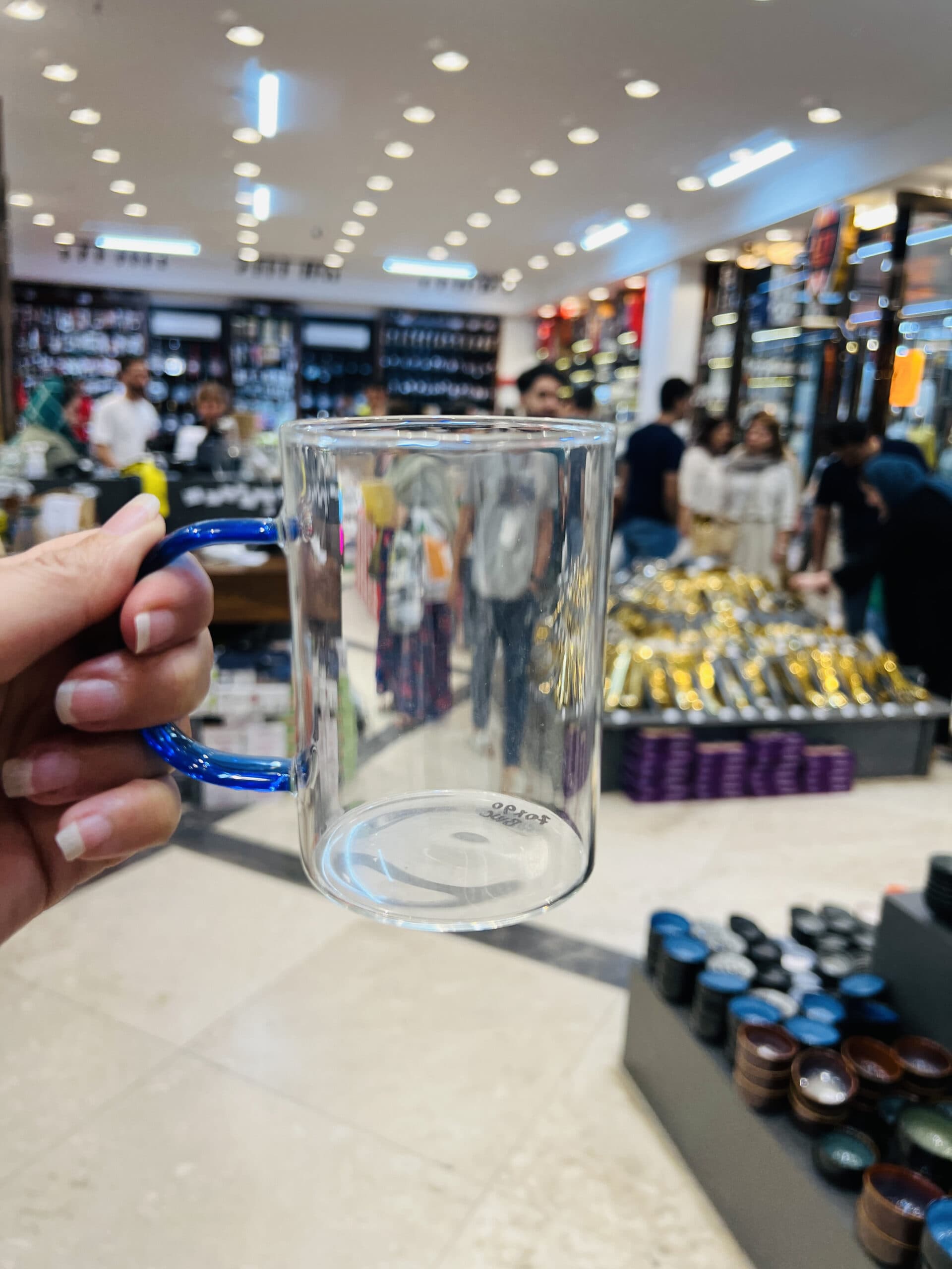 لیوان پیرکس دسته رنگی آنتی شوک wt70*90blue