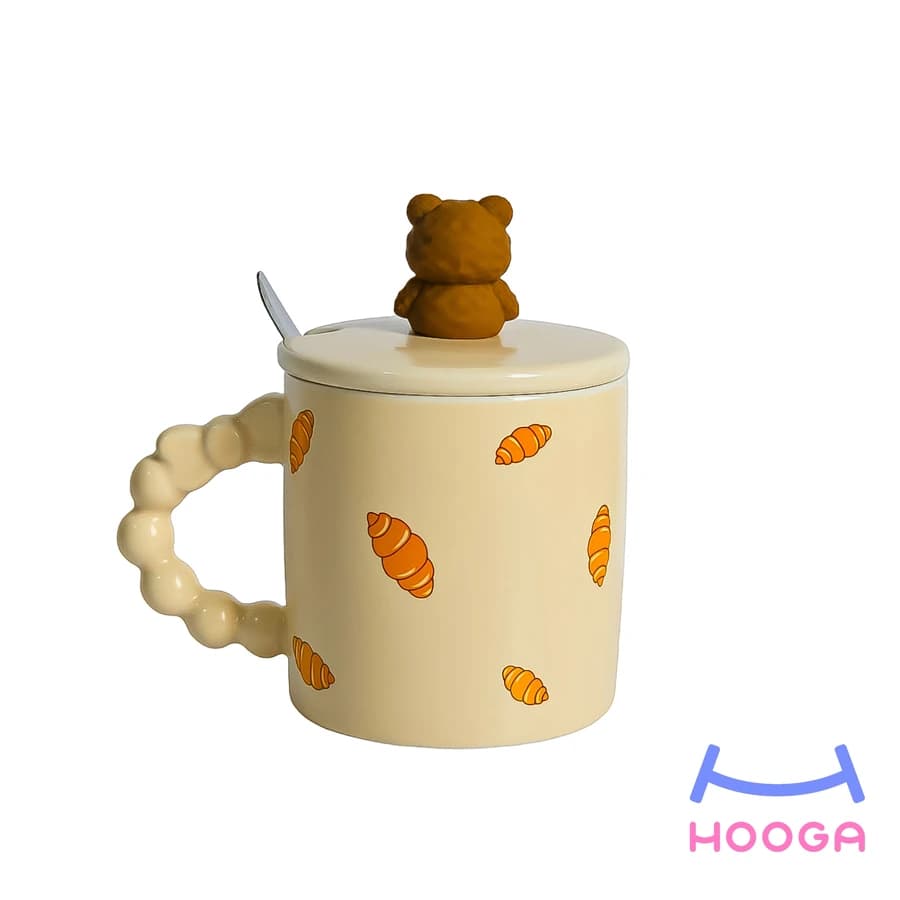 ماگ دسته پاپیونی طرح خرس و کروسان — تصویر ۶
