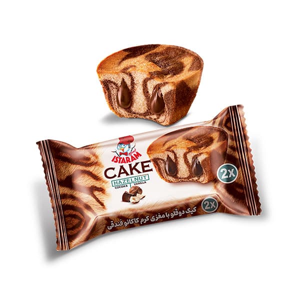 کیک دوقلو مغزدار با کرم فندق