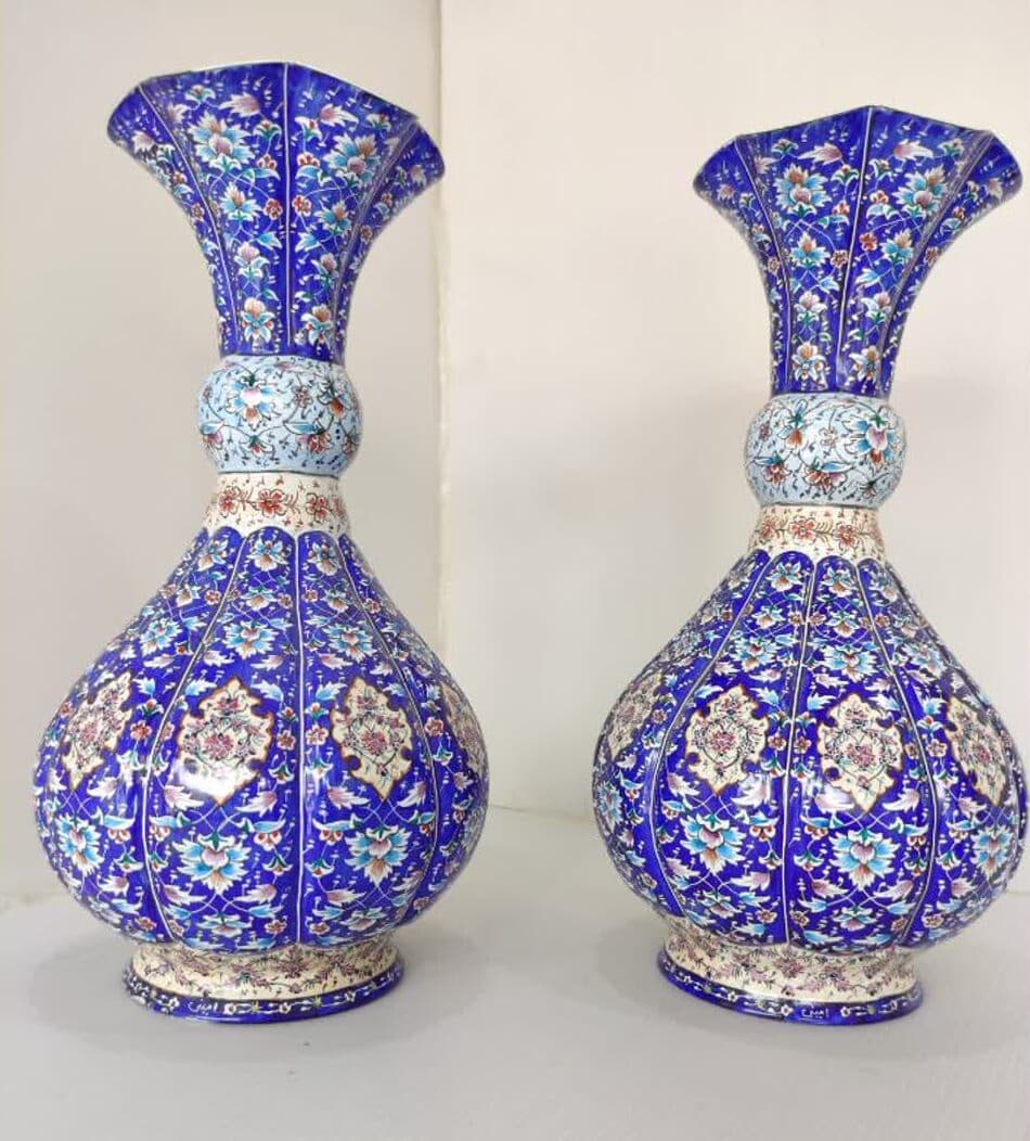 گلدان میناکاری شده روی مس