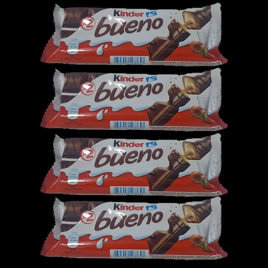 ویفر شکلاتی کیندر بوینو دو قلو با مغز کرم فندقی (Kinder Bueno) 43 گرمی 4 عددی