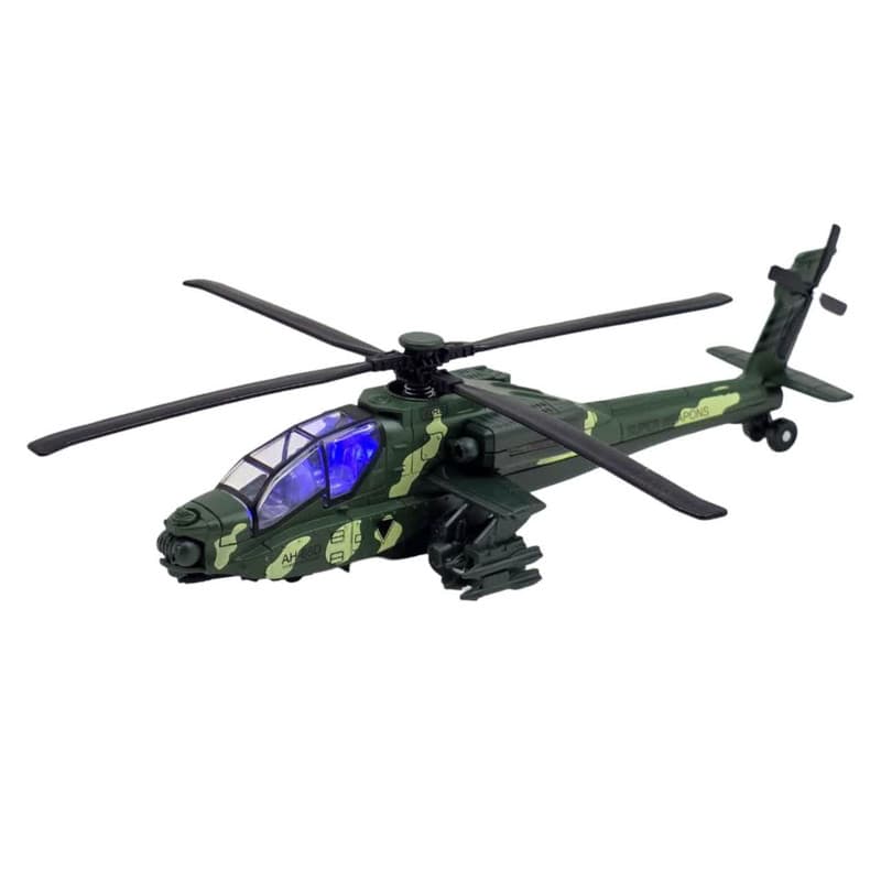هلیکوپتر بازی ناب سل مدل آپاچی فلزی موزیکال عقب کش HELICOPTER AH-65D