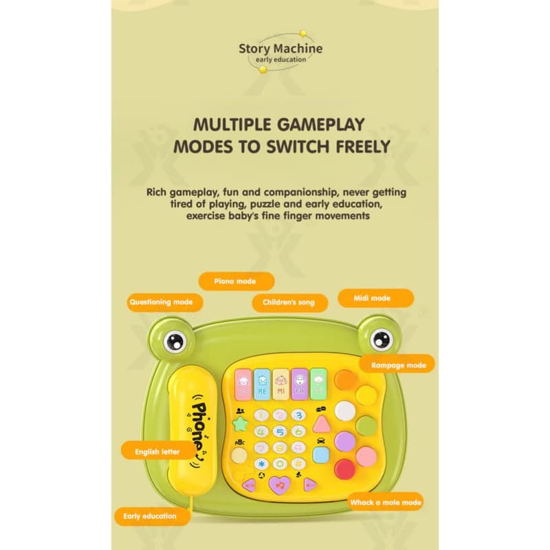 اسباب بازی ناب سل مدل تلفن قورباغه موزیکال toy telephone music — تصویر ۶