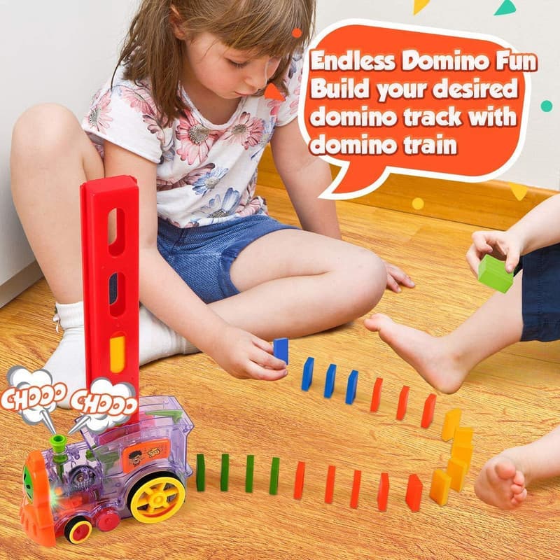 قطار بازی ناب سل مدل موزیکال چراغدار دومینو 60 تکه DOMINO MINI TRAIN 60 PCS — تصویر ۸