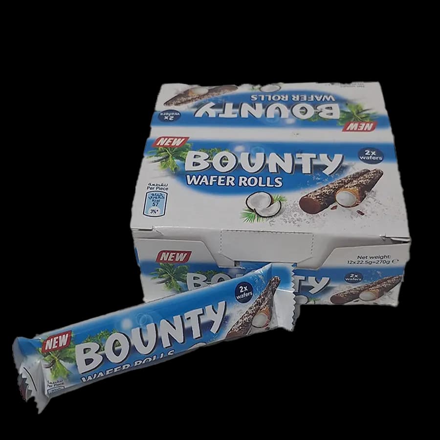 شکلات بونتی ویفر رولی (bounty) نارگیلی 22.5 گرمی – بسته 12 عددی