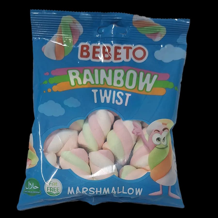 مارشمالو ببتو مدل رنگین کمان پیچی (Rainbow Twist) 60 گرمی — تصویر ۲