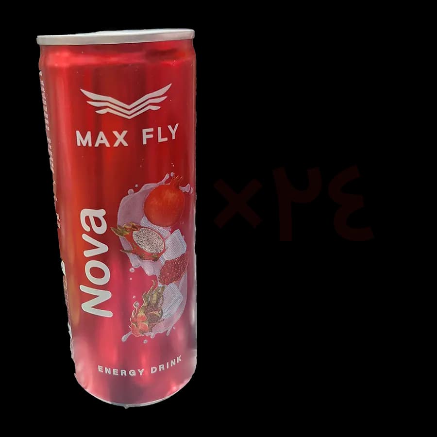 نوشیدنی انرژی‌زا مکس فلای مدل Nova (ترکیب انار و میوه اژدها) 250 میل – عمده باکس 24 عددی — تصویر ۲